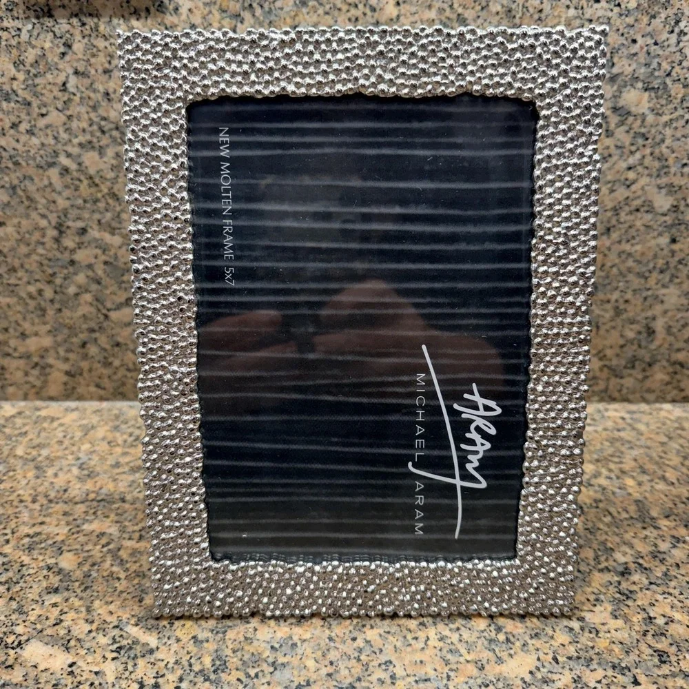Michael Aram New Molten Picture Photo Frame 5x7 Silver Beaded Tabletop Decor